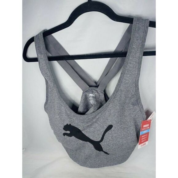 PUMA Women's Seamless Sports Bra Dry Cell Size X Large Color Gray Black Puma New - Picture 3 of 12